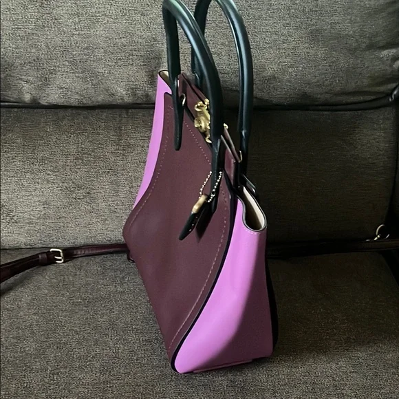Coach Pink and Brown Satchel with Gold Accents - Picture 8 of 16